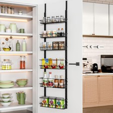 Over the Door Pantry Organizer Rack with 6 Adjustable Baskets, 6 Tiers Dual-u...