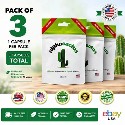 Alpha Cactus Herbal Men's Wellness Support Value Pack of 3