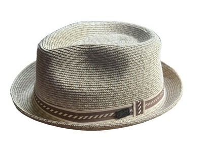 Bailey of Hollywood Fedora Straw Hat Mens XL Tan Striped Band Summer Beach
