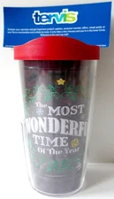 NWT Tervis Most Wonderful Time of Year XMAS Holiday 16oz Insulated Tumbler+Lid