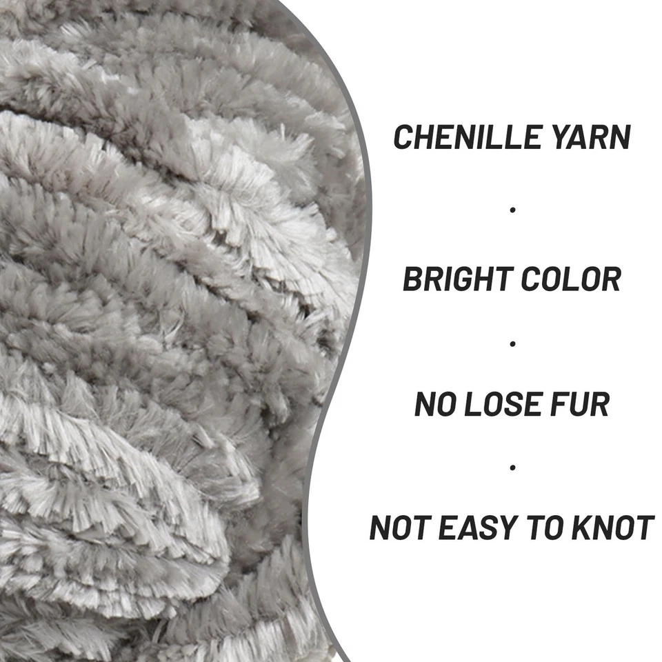 Hilo de chenilla grueso difuso para ganchillo, felpa suave voluminoso tejido a mano 3-Skei Foto 2 de 4