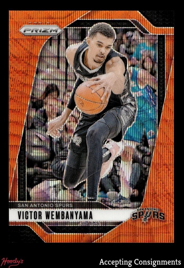2024-25 Panini Prizm Prizms Orange Wave #172 Victor Wembanyama 14/60 Spurs