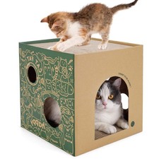 Cardboard Cat House with 2 Story Scratch Pads - Indoor Cat Play House, Corrug...