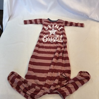 Rags Knotted Sleep Gown Baby Girl/boy Size 0-3 Months Red Pink Gray Shine Bright