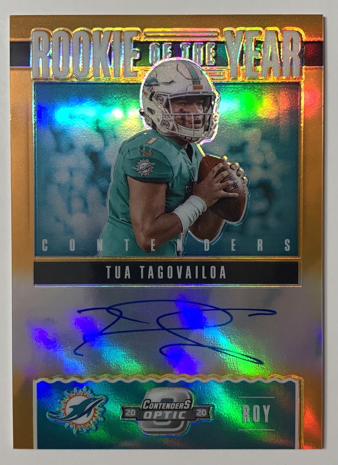 2020 Contenders Optic Tua Tagovailoa Rookie of the Year Orange Auto RC 29/50