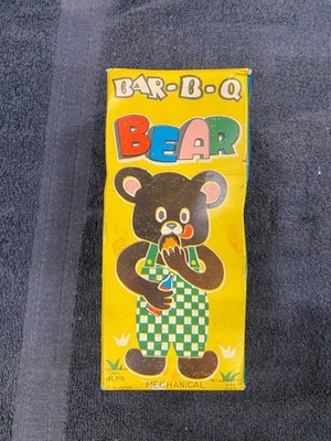 Vintage ALPS Japan Wind-up Bar-B-Q Bear In Original Box Working Complete