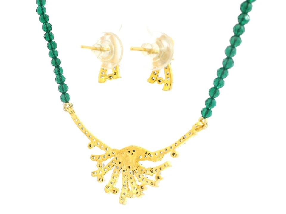 Emerald Faceted Bead With Tanmaniya Pendant & Earring Set FN-1110 - Imagem 3 de 3