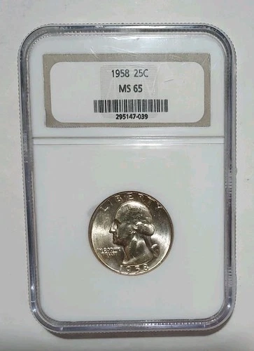 1958 Washington Quarter 25C NGC MS65 OH Old Holder