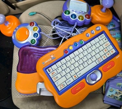 VTech VSmile TV Learning System Console With 15 Game Tested Works Lot
