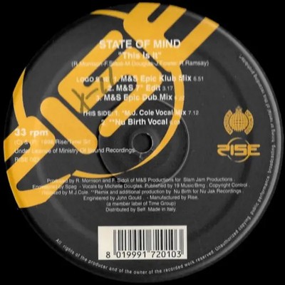 State Of Mind This Is It Vinyl Single 12inch RISE