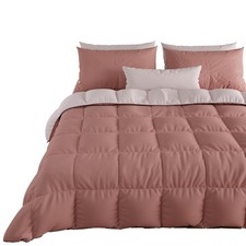 Couette Chaude Hiver 260x270 Bicolore PoudreRose Double Face pour Lit Microfiber
