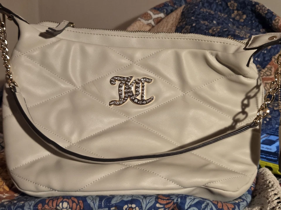 BOLSO DE HOMBRO JUICY COUTURE HERMOSO COMO DIAMANTES BLANCO CREMOSO Foto 2 de 4