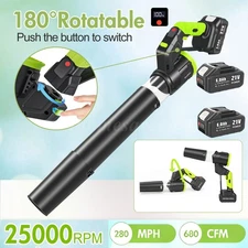 21V 800W Cordless Leaf Blower 3 Speed Levels Electric with 2 Batteries 6.0Ah USA