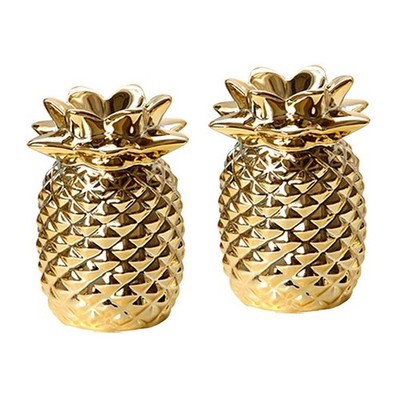 2er Set, goldene Ananas Statue, Schreibtisch Display, Zuhause