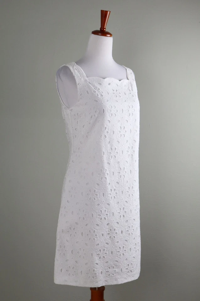 TALBOTS NWT $139 Embroidered Eyelet Scalloped Lined Dress Size 2 Petite - Image 2 of 4