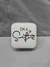 Swiftie Travel Jewelry Box White Compact Storage Case Rings Earrings Organizer