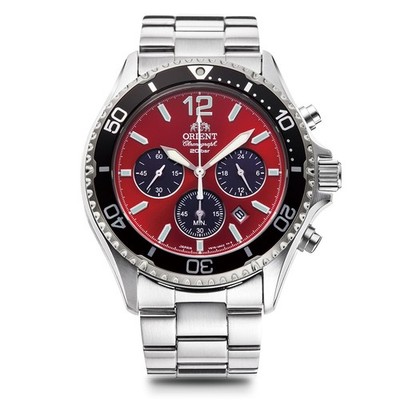 Orient Mako RN-TX0207R Mens Red Solar Chronograph Watch Made inJapan