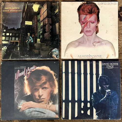 David Bowie LP Vinyl Record Lot 4 Vintage Albums Ziggy Stardust Aladdin Sane