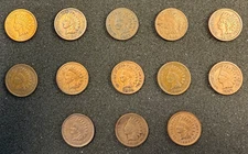 Indian Head Pennies 13 Coin Lot with 4 from 1800s