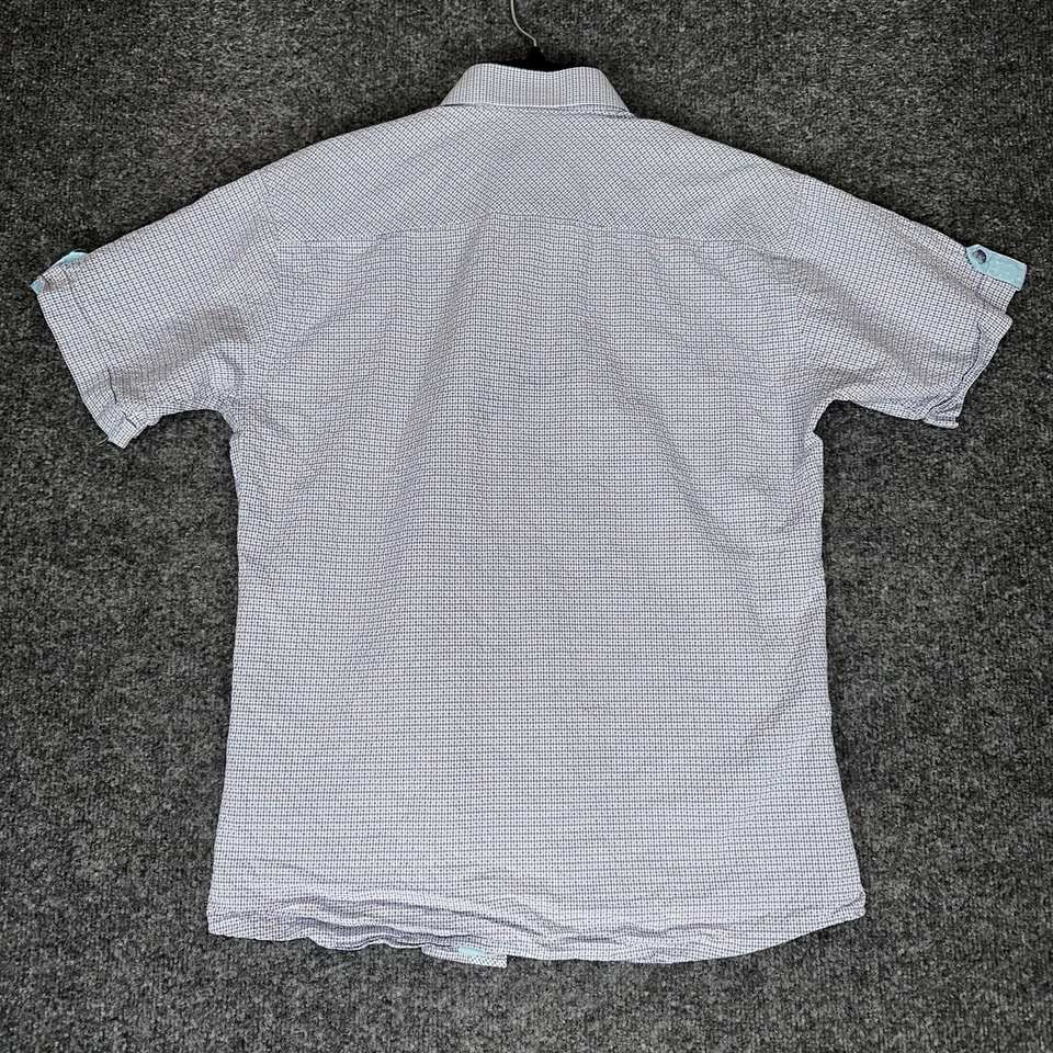 Jared Lang Shirt Men's Large Geometric Seersucker Short Sleeve Button Up Casual - Image 4 of 4