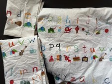 Rare ABC  s Pottery Barn Kids ALPHABET SOUP Twin FLAT FITTED SHEET PILLOWCASE