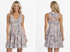 Guess Pink Watercolor Sleeveless Pleated Shift Dress S M 6 8 Elle Woods Preppy