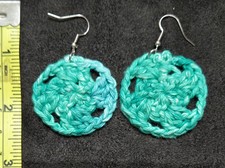 Handmade Crochet Circle Earrings-Mint Lt Blue