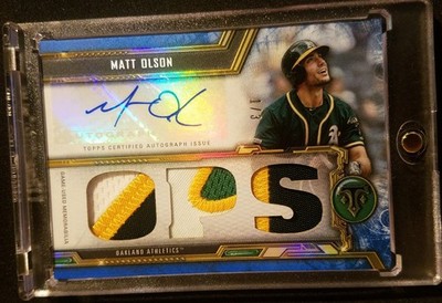 2020 TOPPS TRIPLE THREADS SAPPHIRE MATT OLSON OPS PATCH AUTO AUTOGRAPH 1/3 A'S