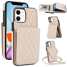 YM015 White Crossbody Bag for iPhone 11 with Diamond Pattern and RFID Protection