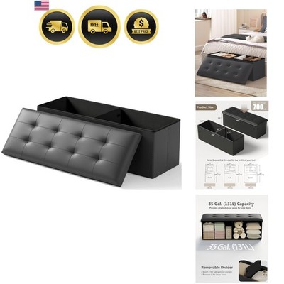Storage Ottoman Bench Foot Rest End of Bed Shoe Storage Folding Bench Black
