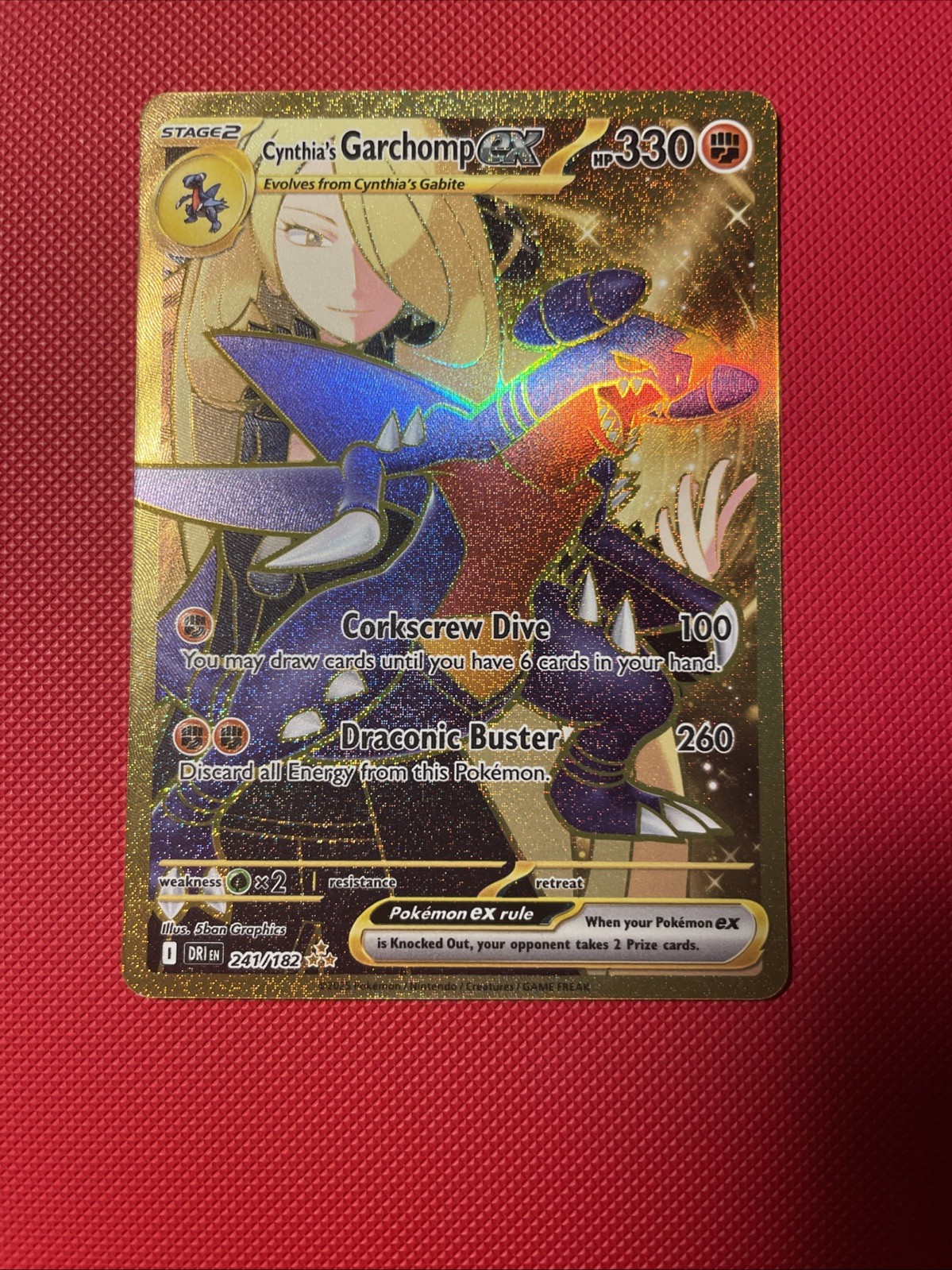 Pokémon TCG Destined Rivals Cynthia's Garchomp EX Card 241/182 Gold