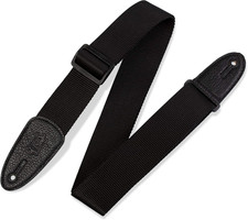 Leathers M8-BLK 2" Soft-Hand Polypropylene Guitar Strap with Leather Ends and Tr