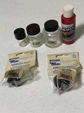Badger 50-208 33mm FAST BLAST JAR Adaptor & 50-0053 60-0052 Red Paint Airbrush