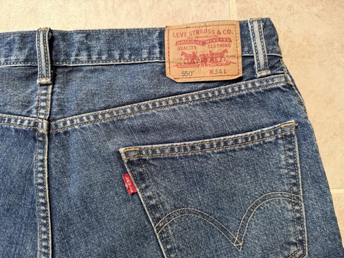 Levi' 550 pantaloncino jeans uomo 34 x 9" bermuda vestibilità rilassata ampio 5 tasche denim - Foto 5 di 9