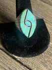 VTG Signed C Lee NA HUMMINGBIRD TURQUOISE INLAY STERLING SILVER RING SZ 10.25