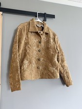 Flashback Vintage Sequin Butterfly Embroidered Gold Brocade Jacket Blazer M