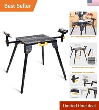 Universal Miter Saw Stand with 300 lbs Capacity & 6-Level Height Adjustment