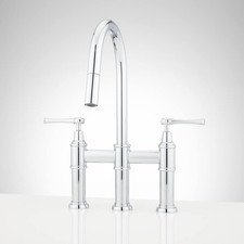 Signature Hardware AF1033-5B-CS-C Pull-Down Bridge Kitchen Faucet w/ cylindircal