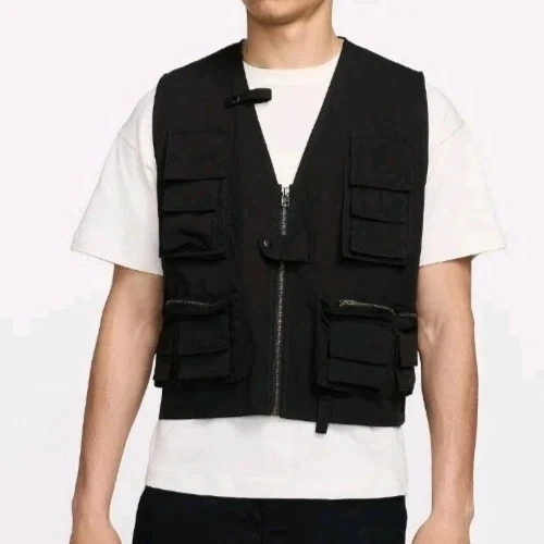 $175 Nike Life Utility Black Full Zip Cargo Fishing Vest Men's XL FN3214-010