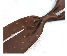 New Classic Polka Dot Brown JACQUARD WOVEN 100 Silk Men's Necktie Tie