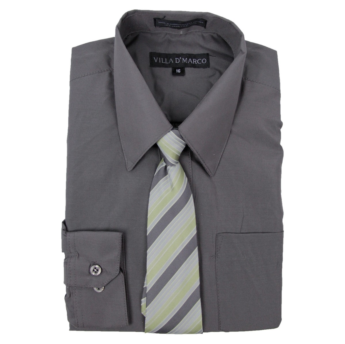 Toddler Charcoal Dress Shirt V2000 Matching Tie & Hankie