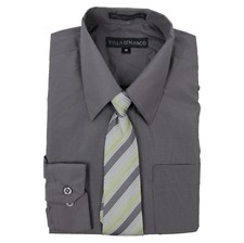 Toddler Charcoal Dress Shirt V2000 Matching Tie  Hankie Long Sleeves 2T,3T,4T