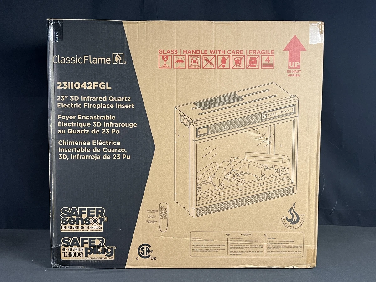 Classic Flame 23II042FGL 23u0026#034; 3D Infrared Quartz Electric Fireplace  Insert New | eBay