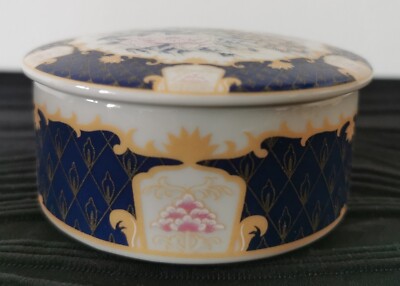 Vintage Rayware Porzellan Imperial Pfau Schmuckschatulle mit Deckel
