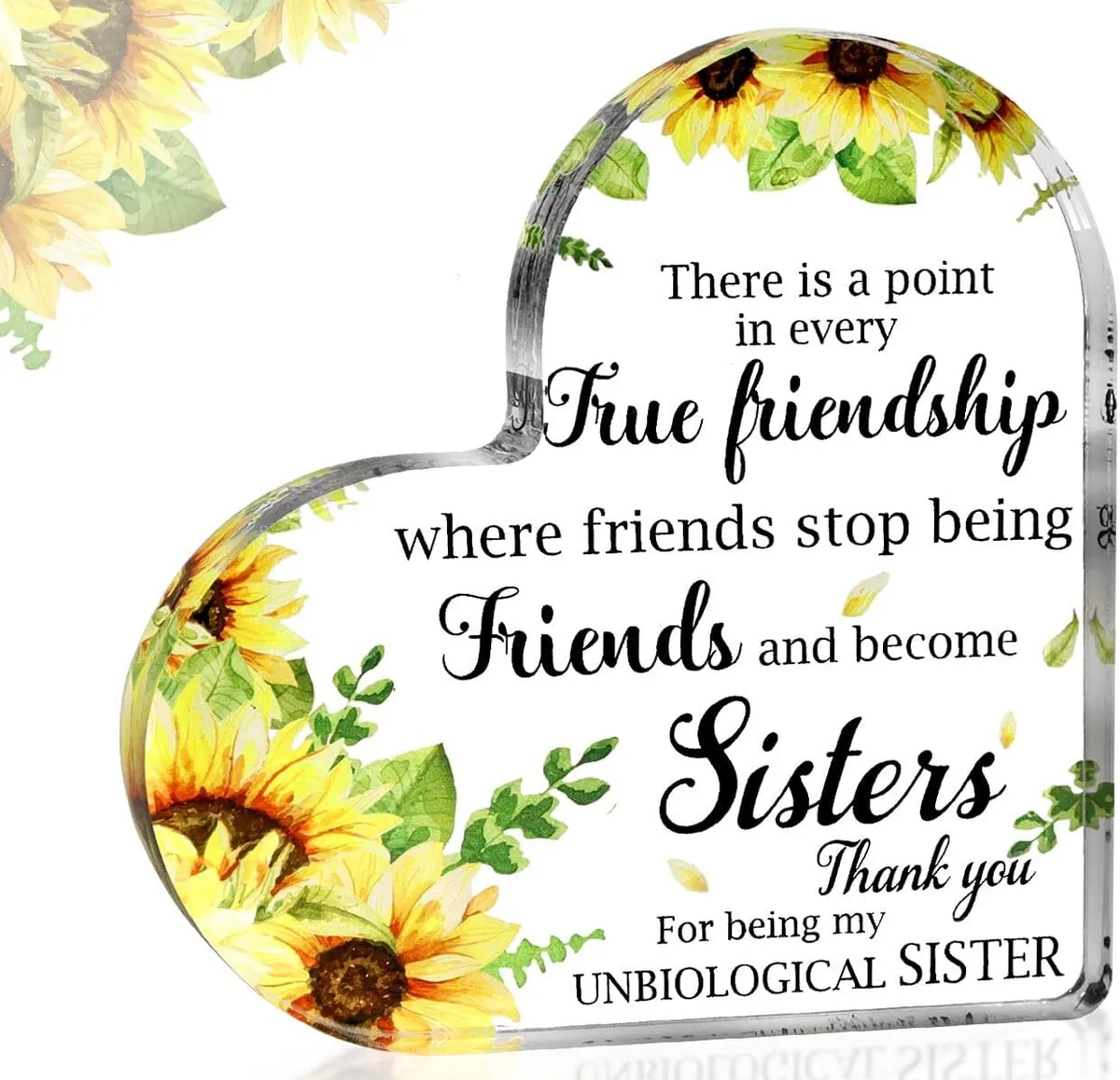 Creoate Friendship Gifts for Women Warming Friend Sister Gift Heart  Sunflower