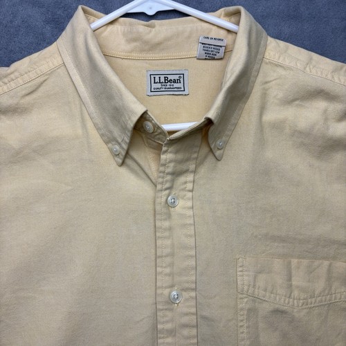Camicia uomo LL Bean gialla XL regolare manica lunga abbottonata cotone 0XL76 - Foto 5 di 12