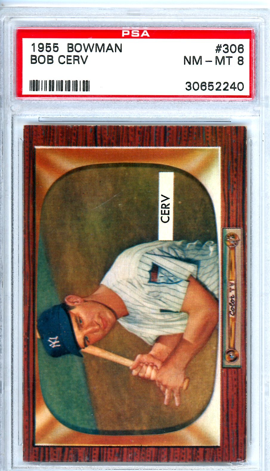 1955 Bowman #306 Bob Cerv PSA 8 Yankees 10601