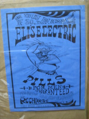 Eli's electric pills stamina funny 1970's vintage mini poster Inv#G7030