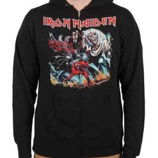 Iron Maiden NUMBER OF THE BEAST NOB Zip Up Hoodie Hooded Sweatshirt NEW Licensed