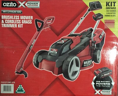 Ozito 18V Cordless Brushless Electric LAWN MOWER TRIMMER